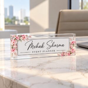 Floral Personalized Desk Name Plate