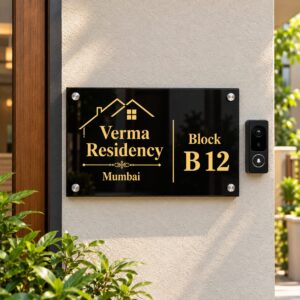 Black & Gold Address Name Plate