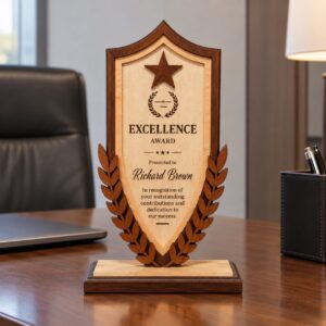Excellence Shield Wooden Trophy
