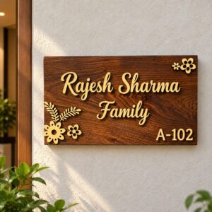 Personalized Wooden House Name Plate