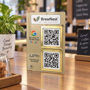 Marble Google & UPI Dual QR Stand