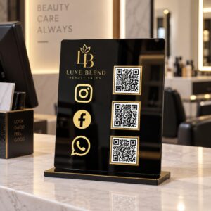 Black & Gold Social Media Multi QR Stand