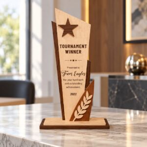 Tournament Winner Star Wooden Trophy