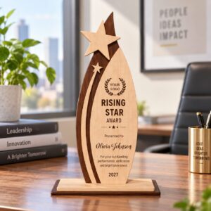 Rising Star Flame Wooden Trophy