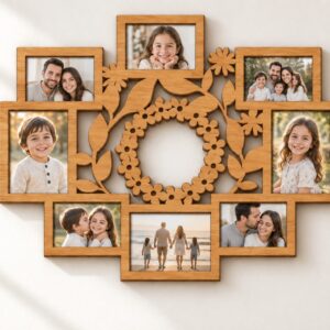 Floral Round Family Collage Wall Frame