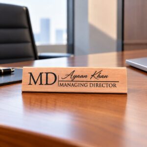 Wooden Engraved Desk Name Plate