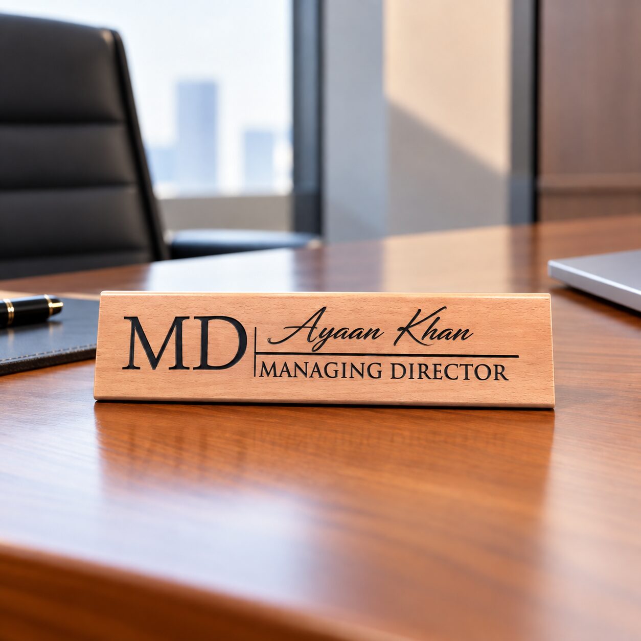 Wooden Engraved Desk Name Plate