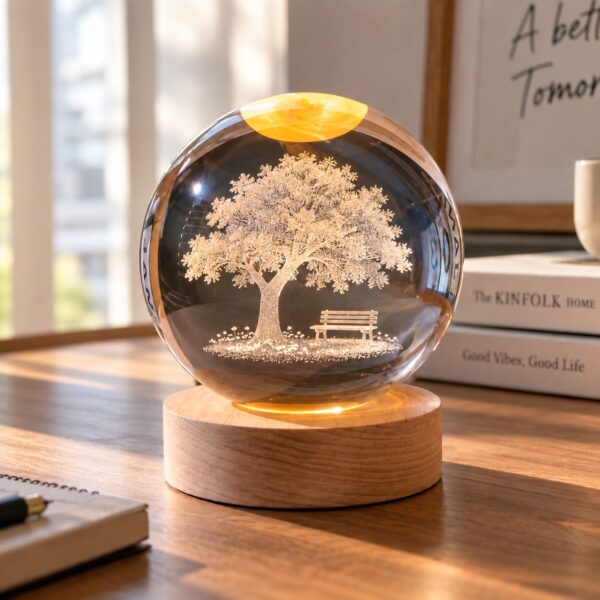 3D Tree of Life Crystal Ball Lamp