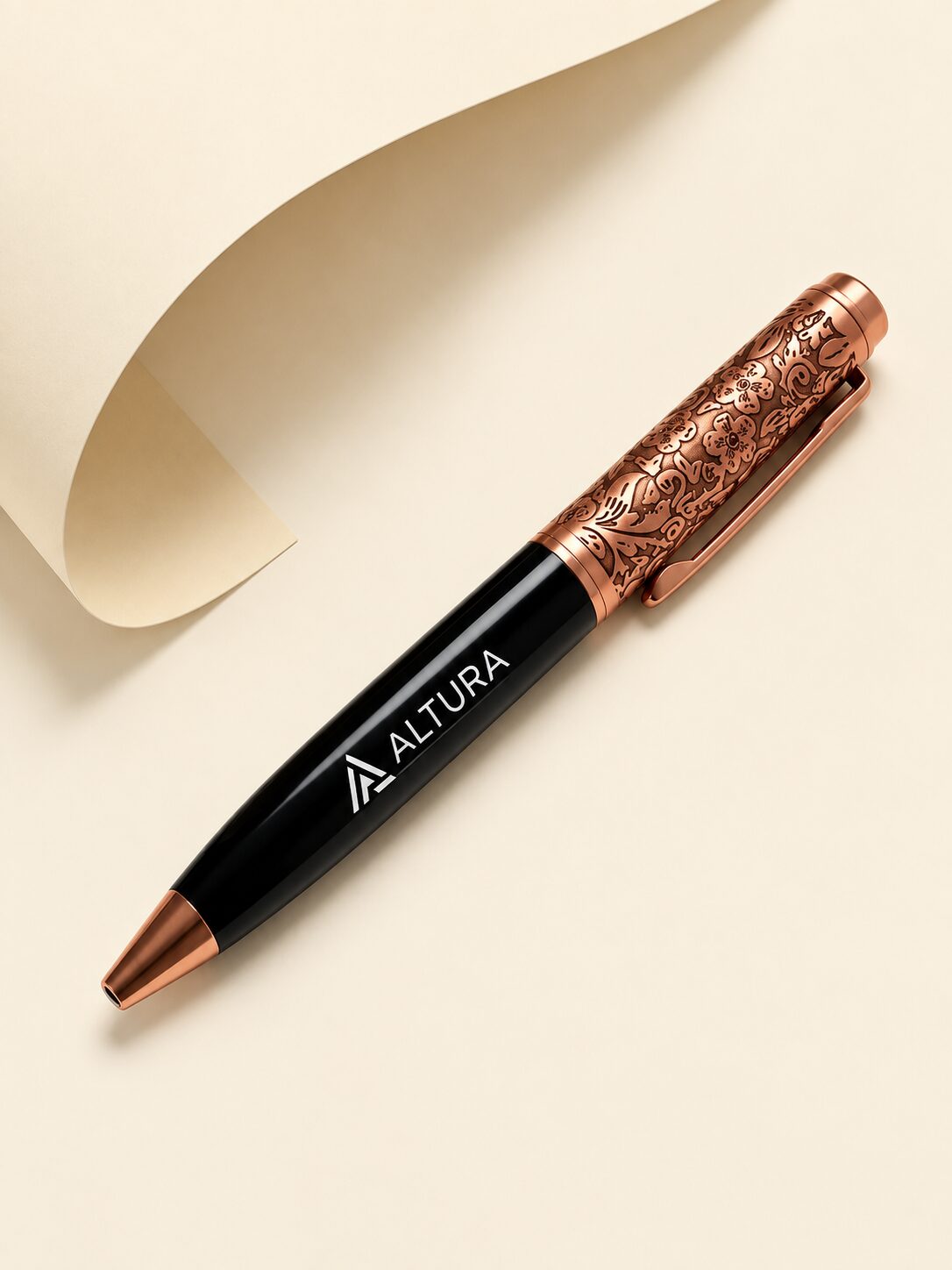 Black Floral Designer Pen