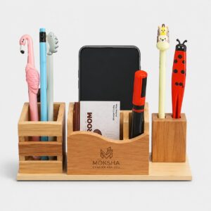 Premium Bamboo Multi-Utility Desk Organizer