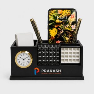 Executive Desk Organizer with Clock & Mobile Holder