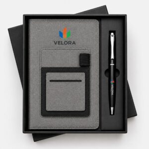 Executive Pocket Notebook & Pen Gift Set – Grey