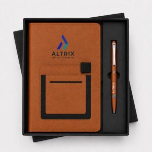 Executive Pocket Notebook & Pen Gift Set – Tan