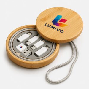 Compact Bamboo Multi-Charging Cable Kit