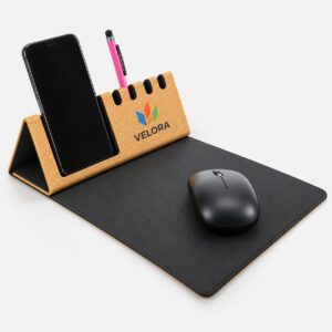 Executive Tech Desk Mat with Mobile & Pen Holder