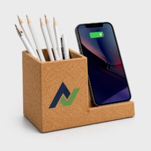 Cork Wireless Charging Mobile & Pen Organizer