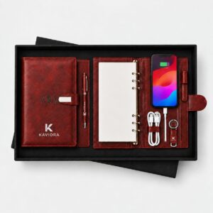 Smart Charging Organizer Diary, Pen & Keychain Gift Set