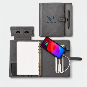 Smart Charging Organizer Diary & Pen Gift Set – Grey